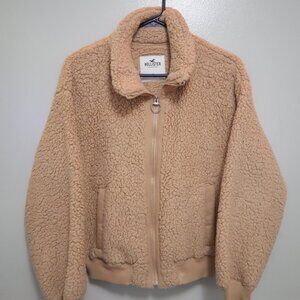 Hollister women's tan fleece teddy bear jacket